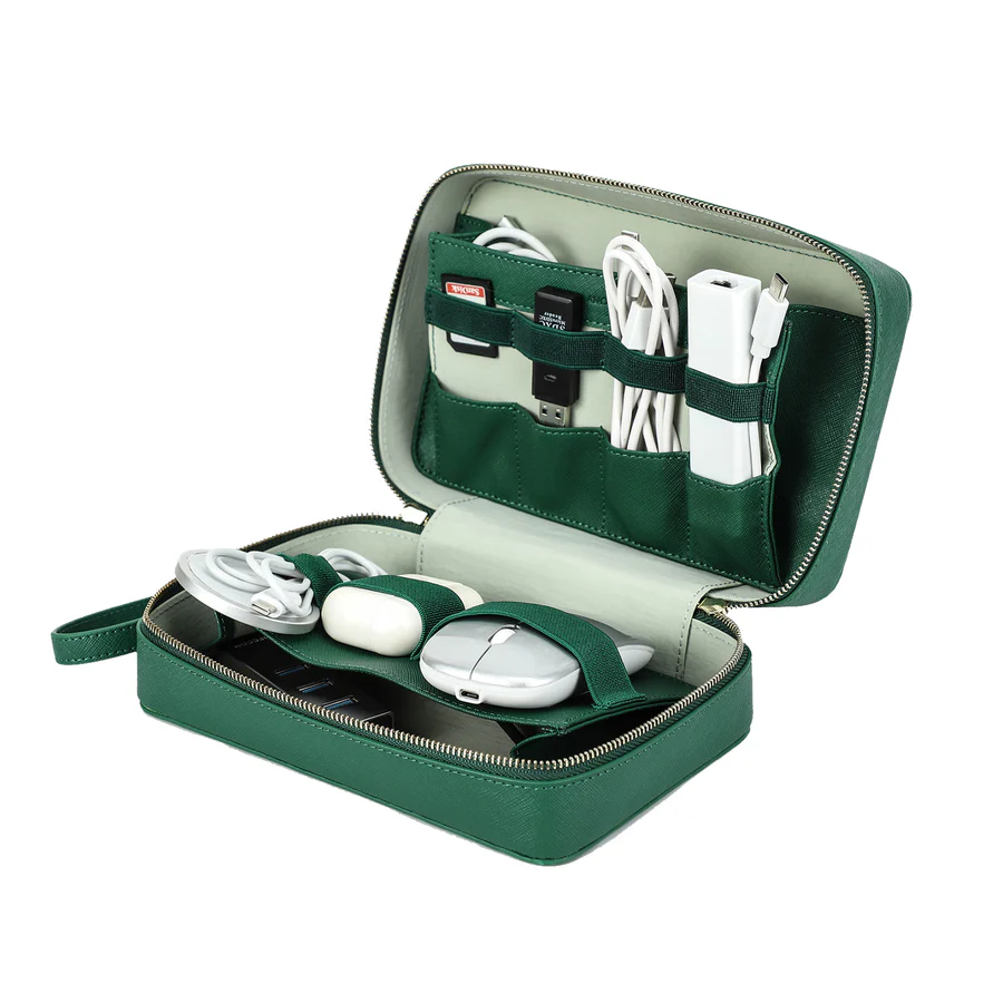 Cherloi Saffiano Leather Tech Organizer